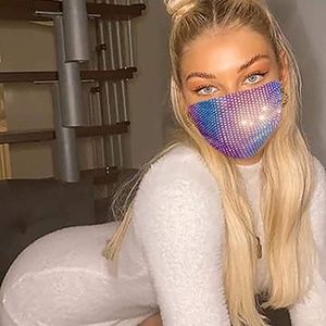 Fstrend Sparkly Rhinestone Mesh Mask NEW